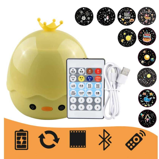 Nattlampa kyckling med projektor Bluetooth
