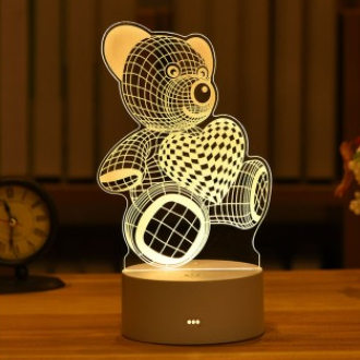 3D nattlampa nallebjörn för barn