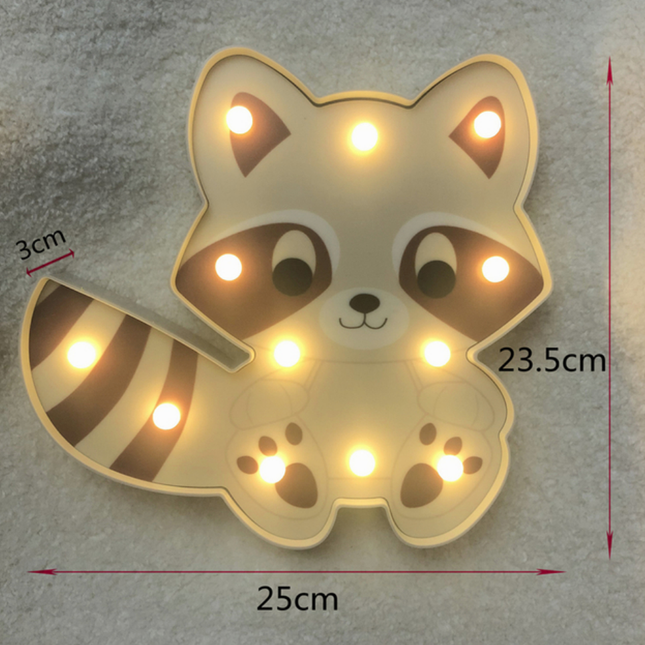 Tvättbjörn vägglampa med LED för barnrum