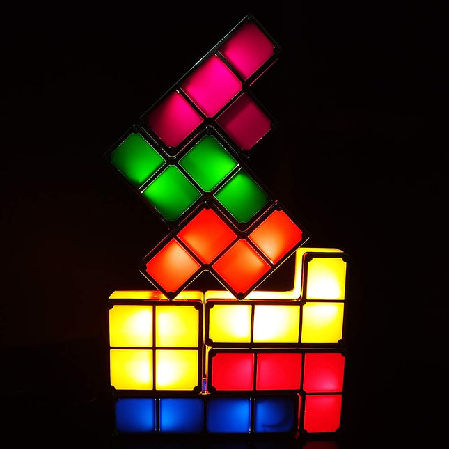Färgglad Tetris-lampa med pusselbitar