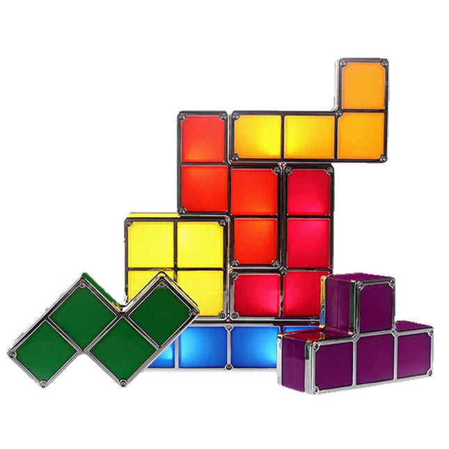 Färgglad Tetris-lampa med pusselbitar