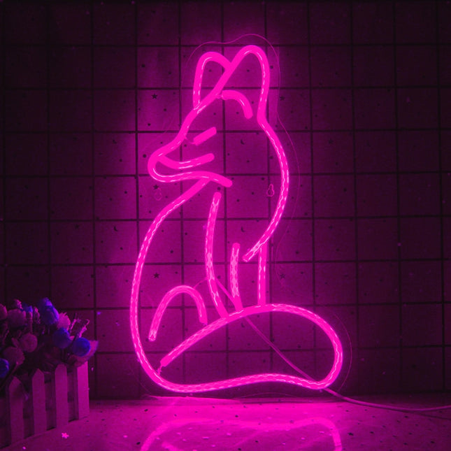 Räv neonskylt för väggdekoration barnrum