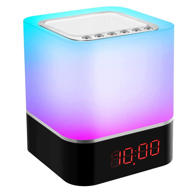 Nattlampa med Bluetooth-högtalare och klocka
